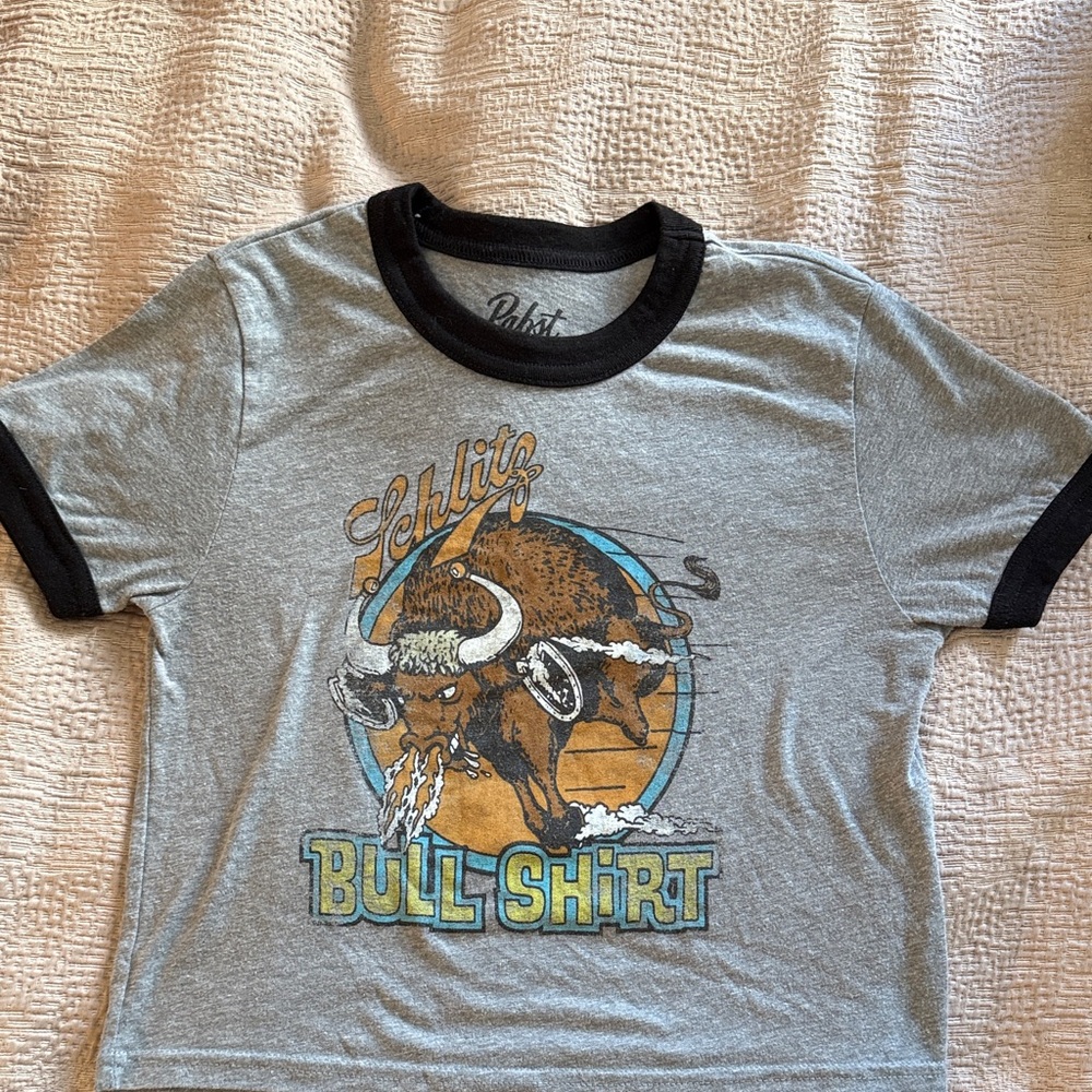 urban outfitters Pabst Gray Bull Shirt